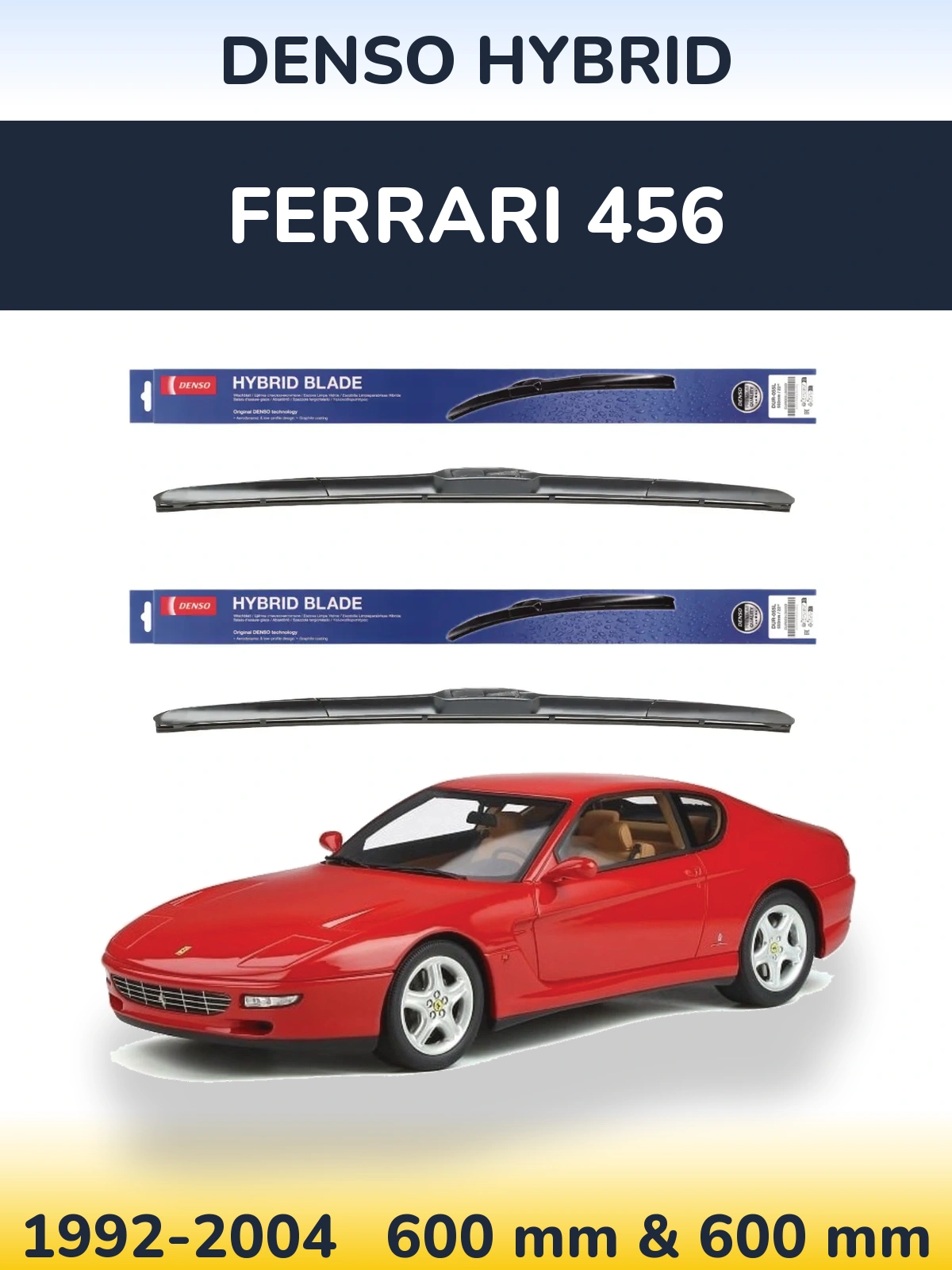 Sada předních stěračů Denso Hybrid 600 a 600 mm pro Ferrari 456 1992-2004