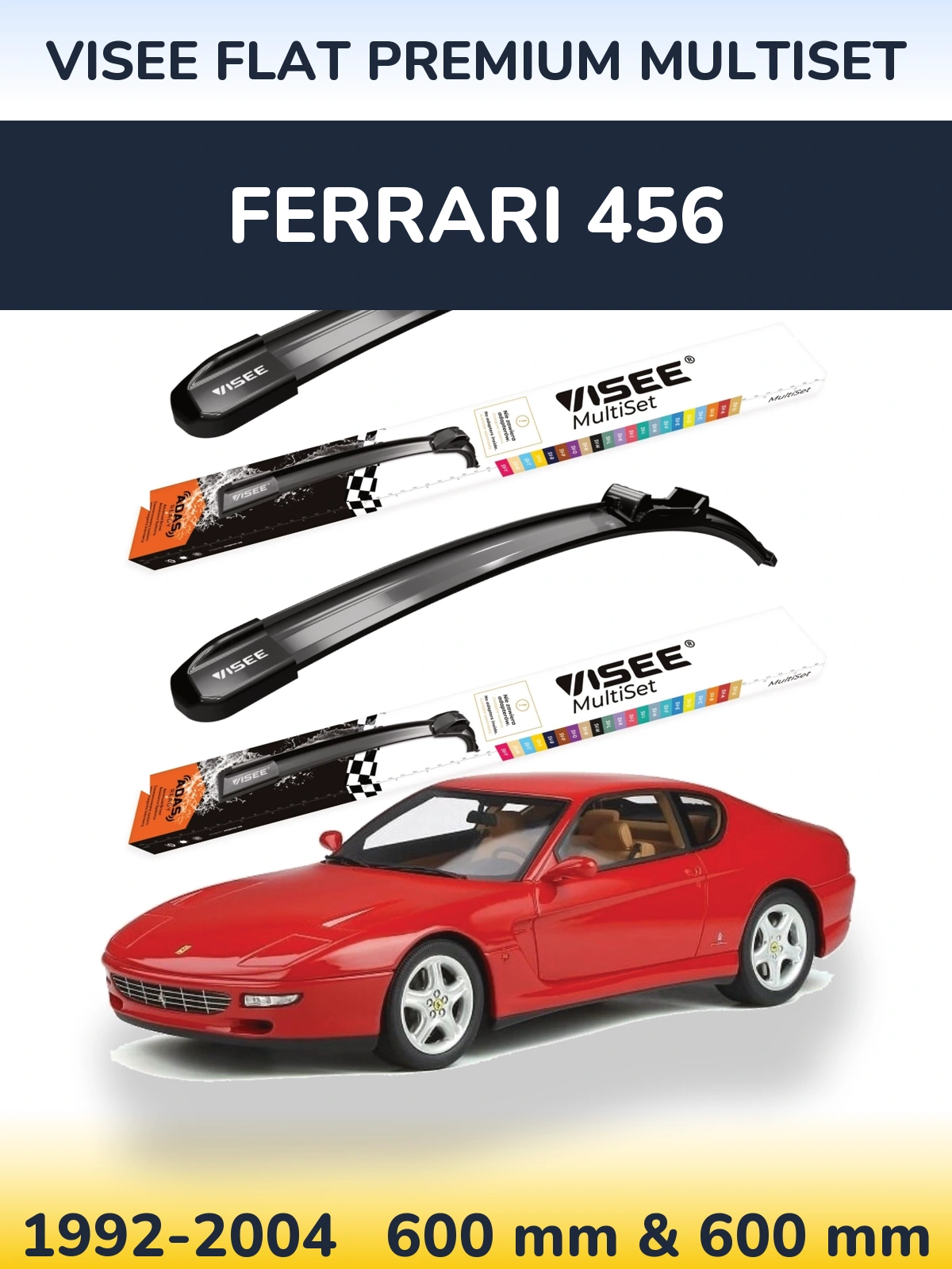 Комплект передніх щіток VISEE FLAT PREMIUM MultiSet 600 & 600 мм для Ferrari 456 1992-2004