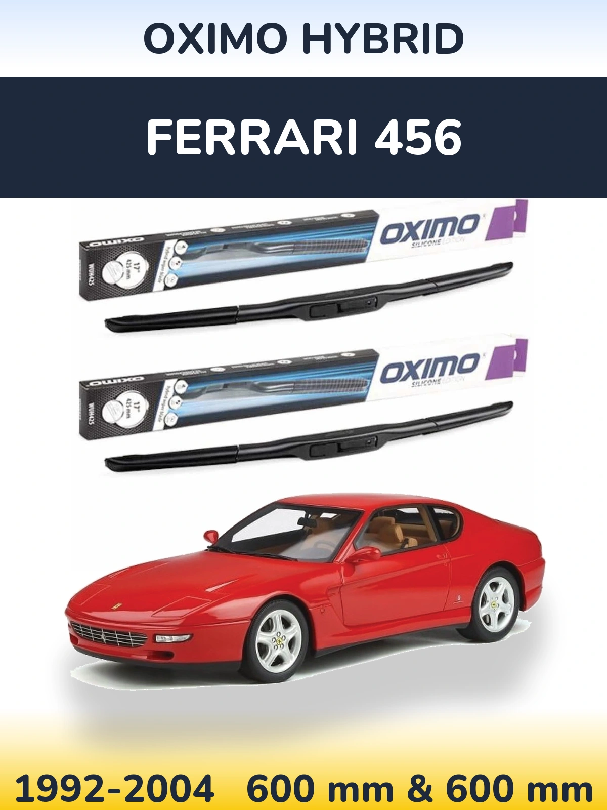 Sada předních stěračů Oximo Hybrid 600 a 600 mm pro Ferrari 456 1992-2004