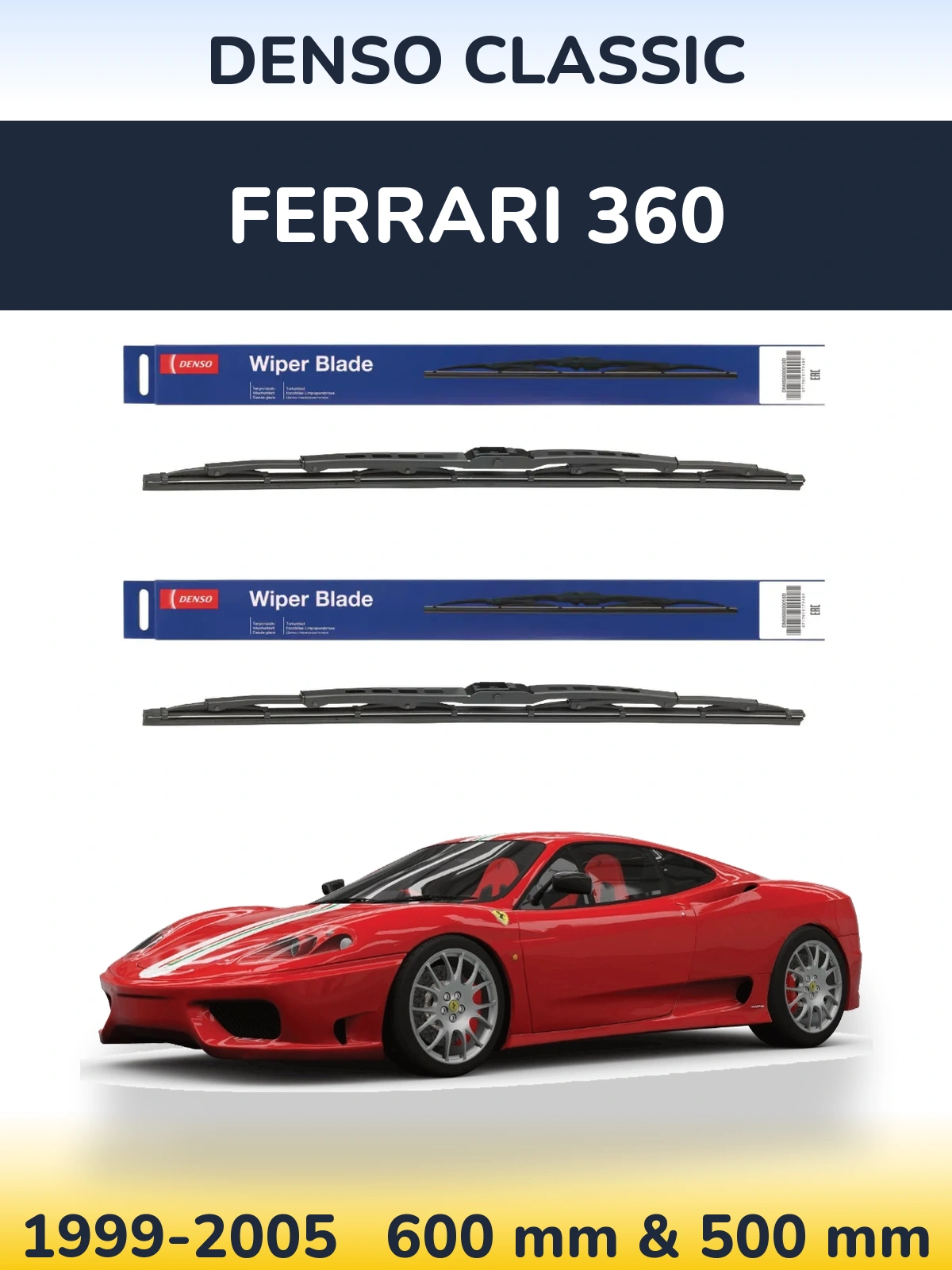 Комплект передних дворников Denso Classic 600 & 500 мм для Ferrari 360 1999-2005