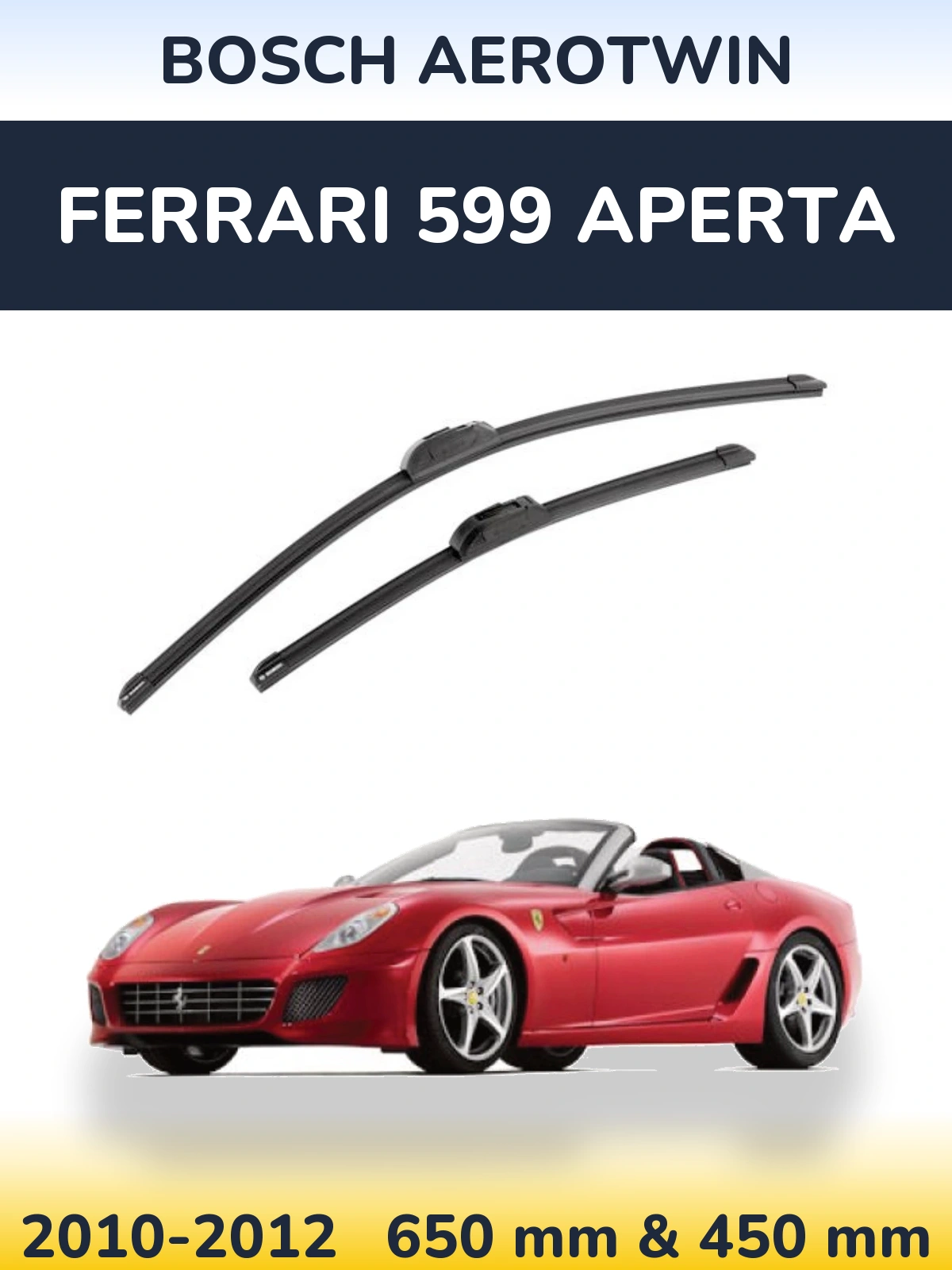 Sada předních stěračů BOSCH AeroTwin 650 a 450 mm pro Ferrari 599 Aperta 2010-2012