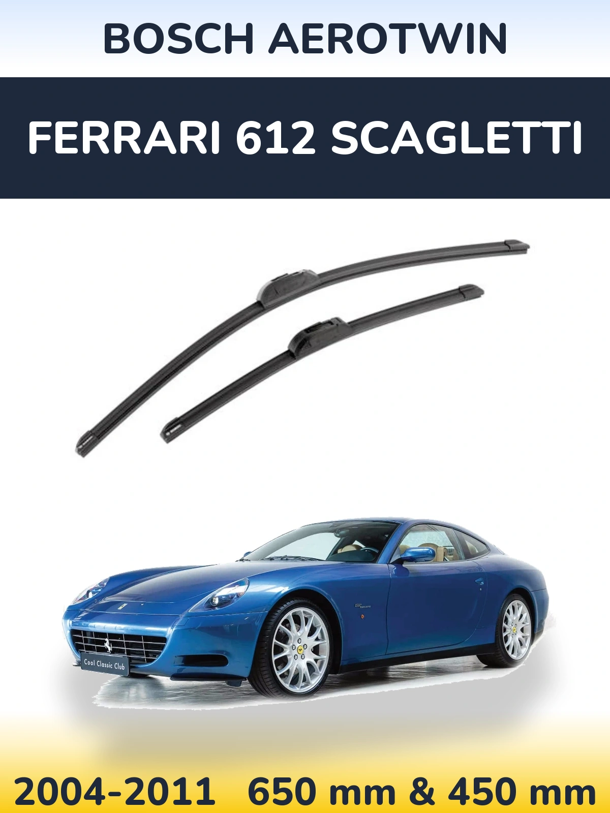 Sada předních stěračů BOSCH AeroTwin 650 a 450 mm pro Ferrari 612 Scagletti 2004-2011