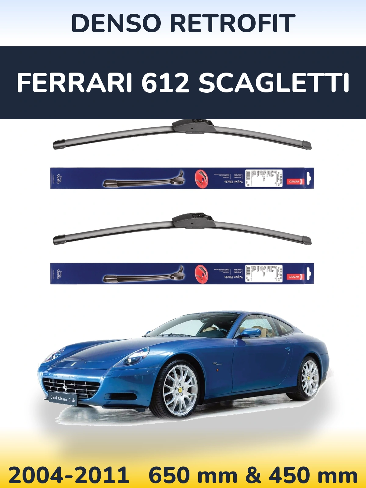 Комплект передніх щіток Denso Retrofit 650 & 450 мм для Ferrari 612 Scagletti 2004-2011
