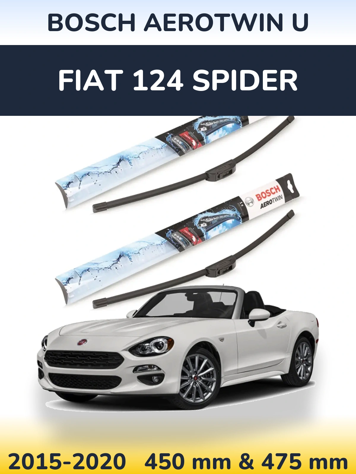 Sada předních stěračů BOSCH AeroTwin U 450 a 475 mm pro Fiat 124 Spider 2015-2020