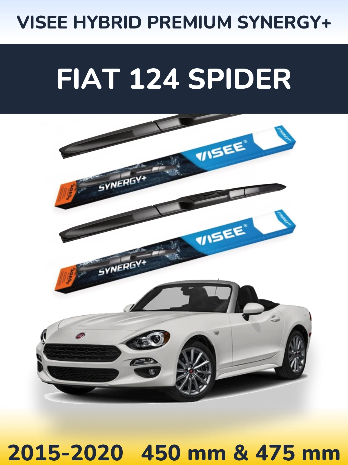 Sada předních stěračů VISEE HYBRID PREMIUM SYNERGY+ 450 a 475 mm pro Fiat 124 Spider 2015-2020