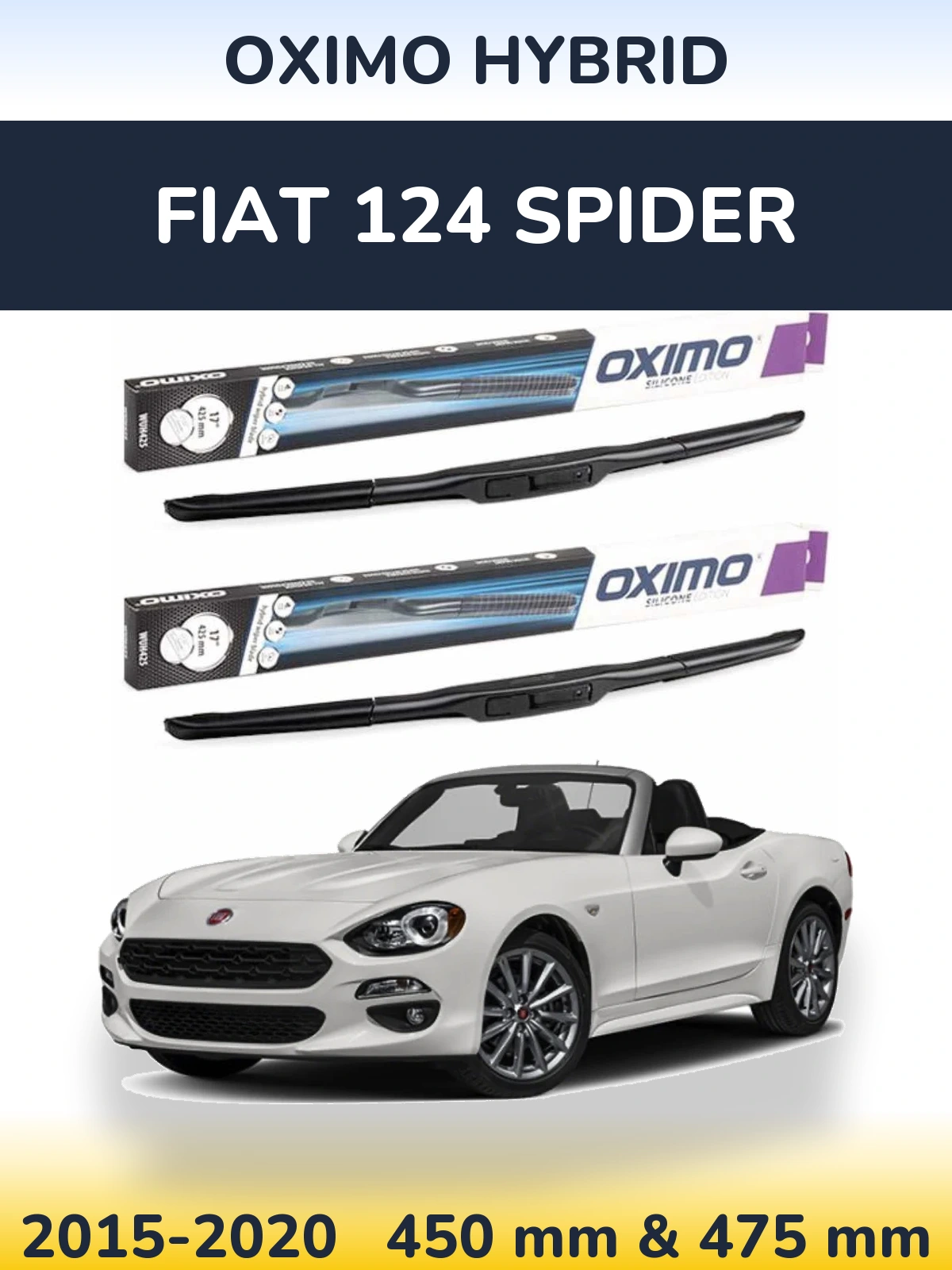 Комплект передніх щіток Oximo Hybrid 450 & 475 мм для Fiat 124 Spider 2015-2020