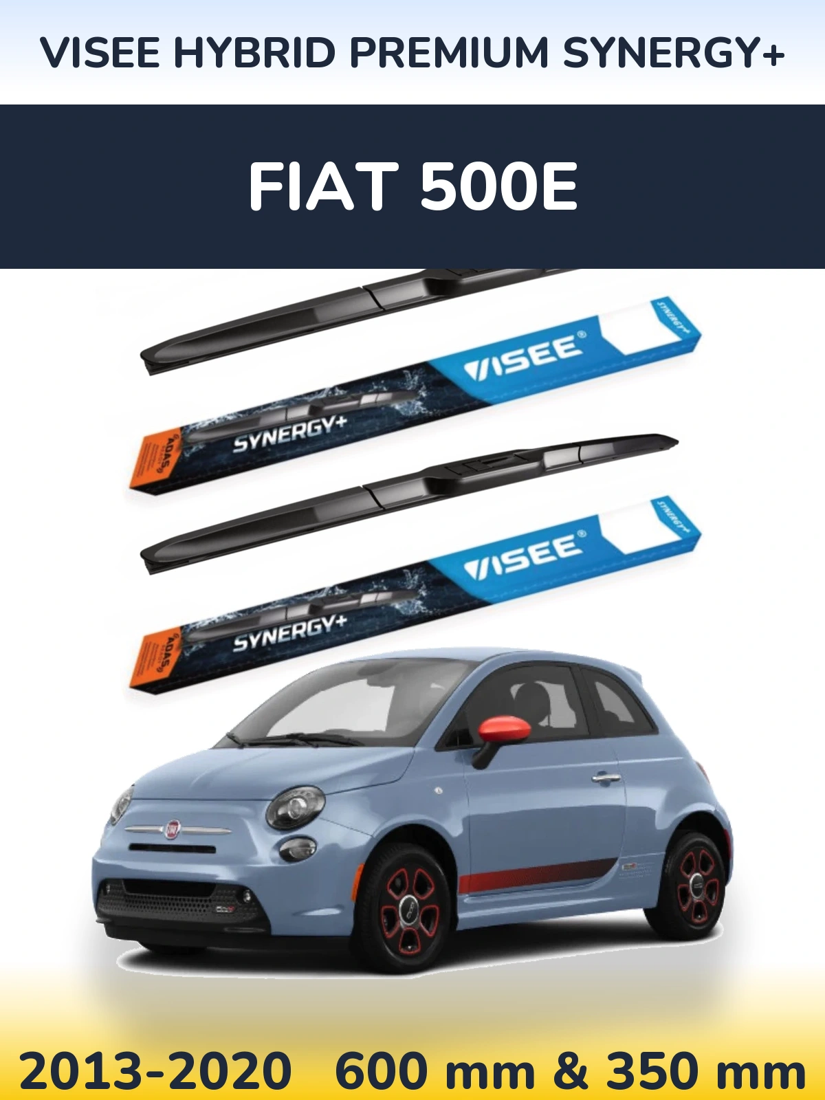 Комплект передніх щіток VISEE HYBRID PREMIUM SYNERGY+ 600 & 350 мм для Fiat 500e 2013-2020