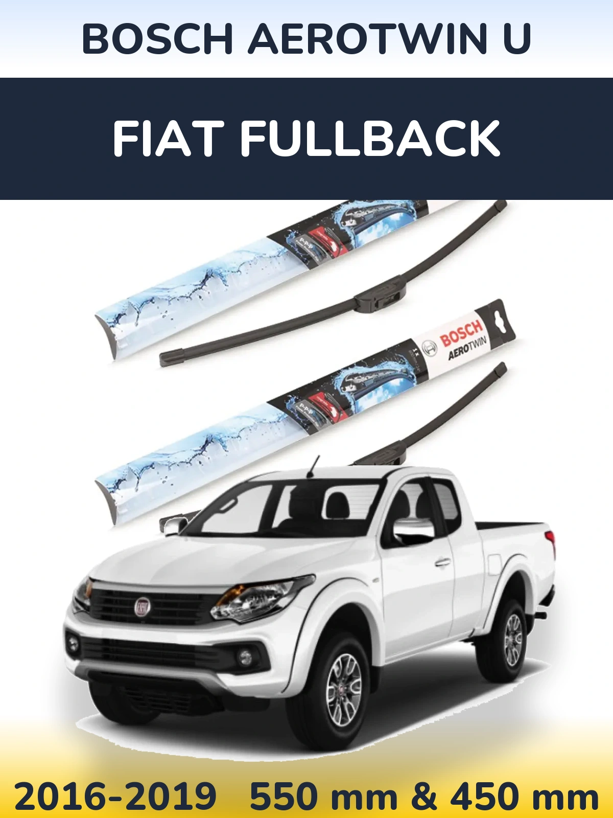 Sada předních stěračů BOSCH AeroTwin U 550 a 450 mm pro Fiat Fullback 2016-2019
