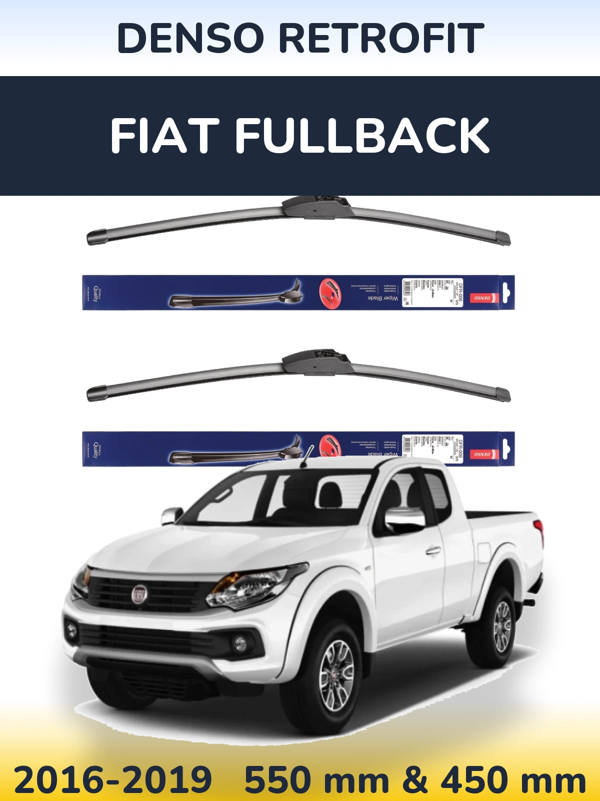 Sada předních stěračů Denso Retrofit 550 a 450 mm pro Fiat Fullback 2016-2019