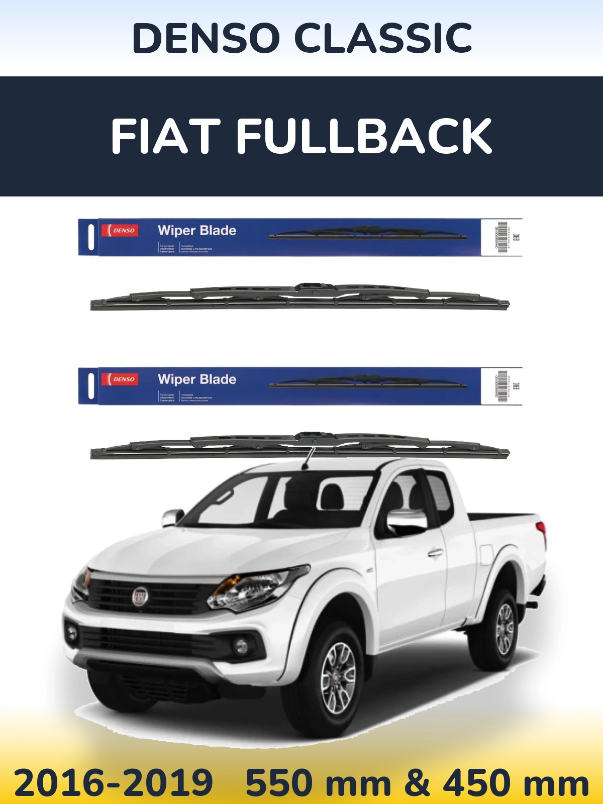 Sada předních stěračů Denso Classic 550 a 450 mm pro Fiat Fullback 2016-2019