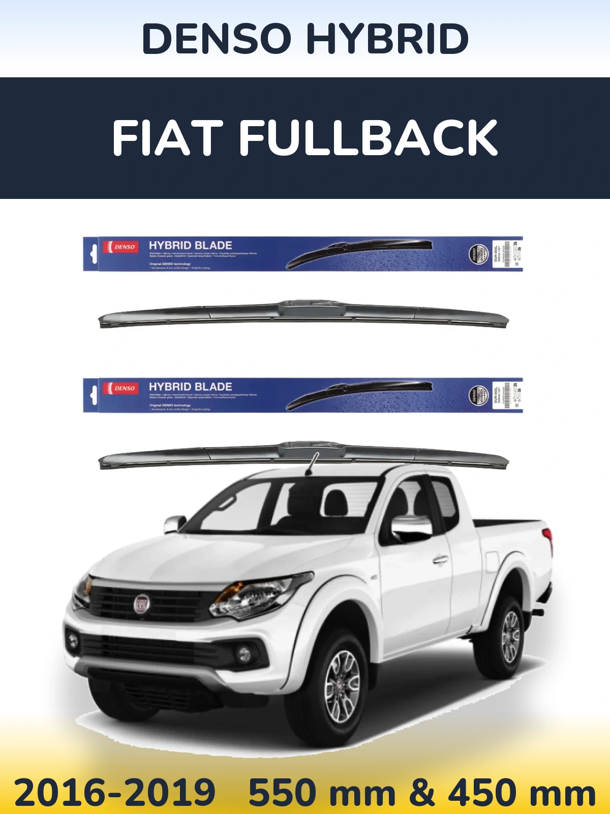 Комплект передніх щіток Denso Hybrid 550 & 450 мм для Fiat Fullback 2016-2019