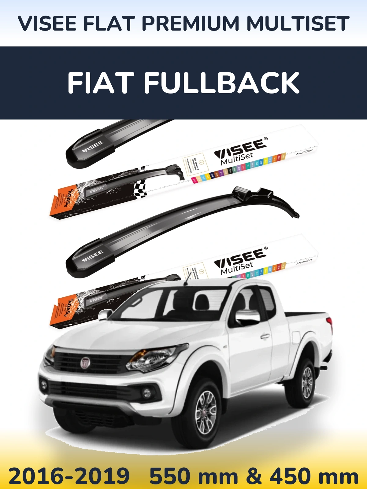 Sada předních stěračů VISEE FLAT PREMIUM MultiSet 550 a 450 mm pro Fiat Fullback 2016-2019
