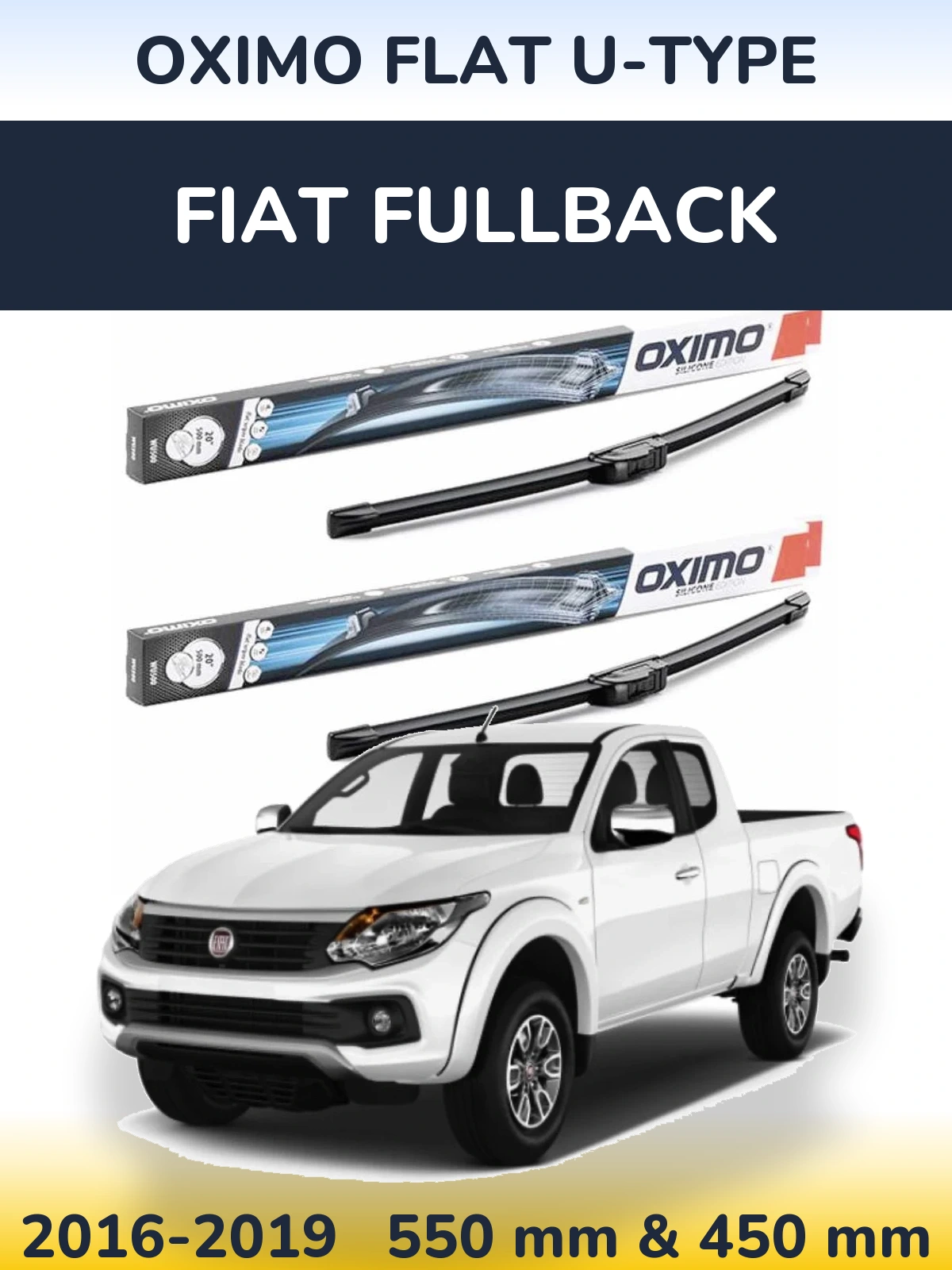 Комплект передніх щіток Oximo Flat U-type 550 & 450 мм для Fiat Fullback 2016-2019