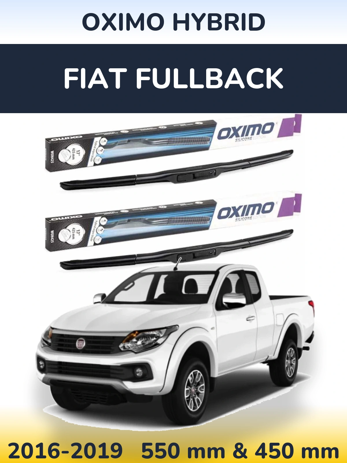 Sada předních stěračů Oximo Hybrid 550 a 450 mm pro Fiat Fullback 2016-2019