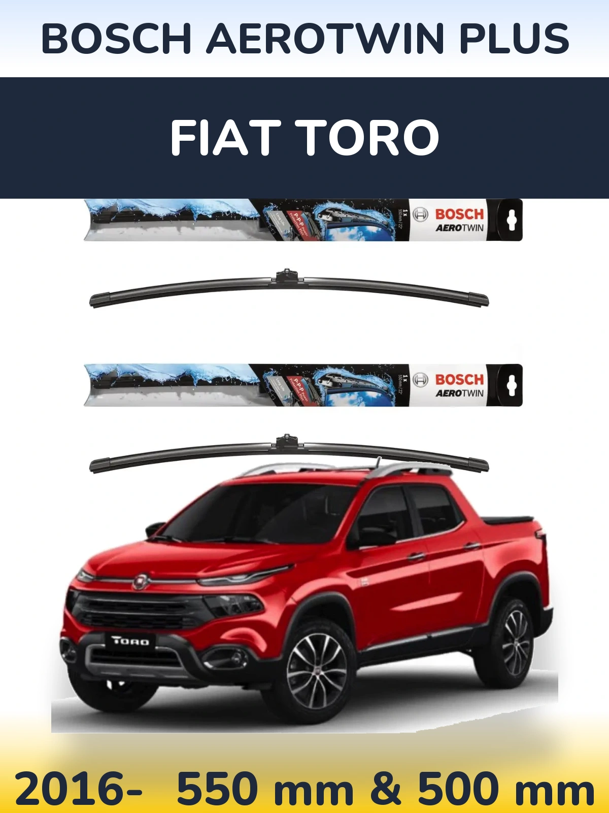 Sada předních stěračů BOSCH AeroTwin Plus 550 a 500 mm pro Fiat Toro 2016-2026