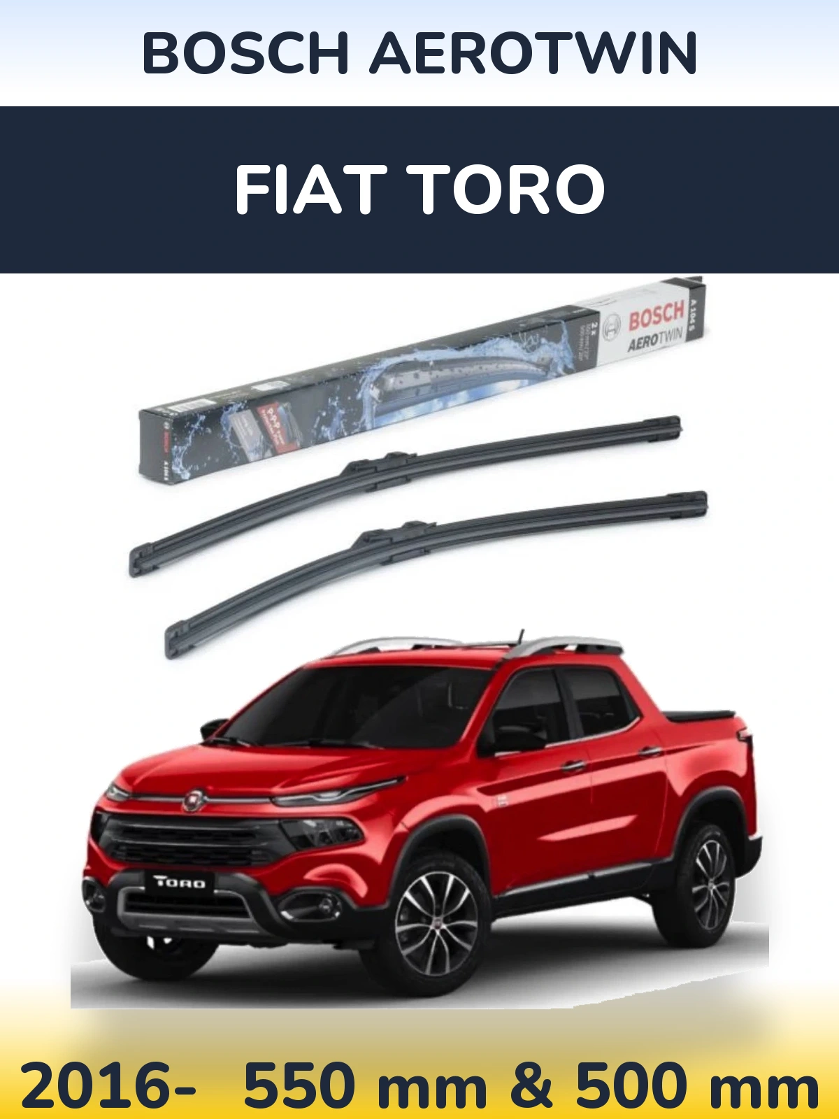 Sada předních stěračů BOSCH AeroTwin 550 a 500 mm pro Fiat Toro 2016-2026
