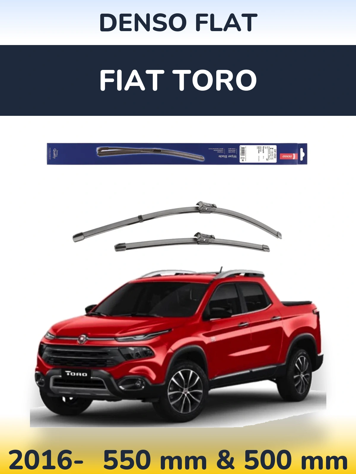 Sada předních stěračů Denso Flat 550 a 475 mm pro Fiat Toro 2016-2026