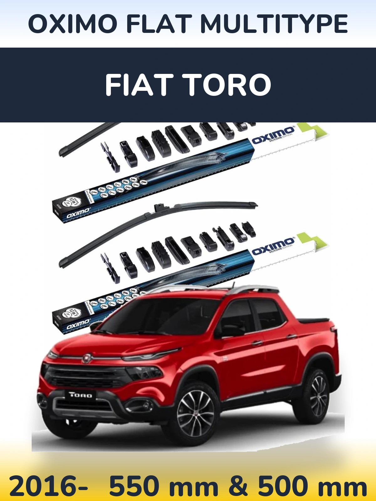 Sada předních stěračů Oximo Flat MultiType 550 a 500 mm pro Fiat Toro 2016-2026