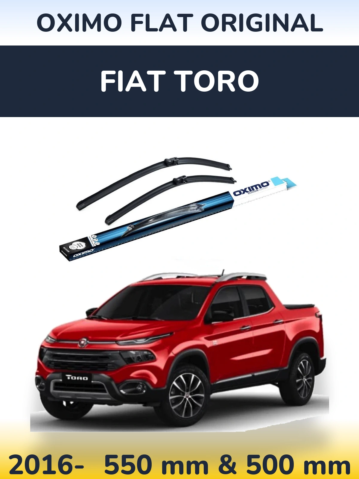 Sada předních stěračů Oximo Flat Original 550 a 500 mm pro Fiat Toro 2016-2026