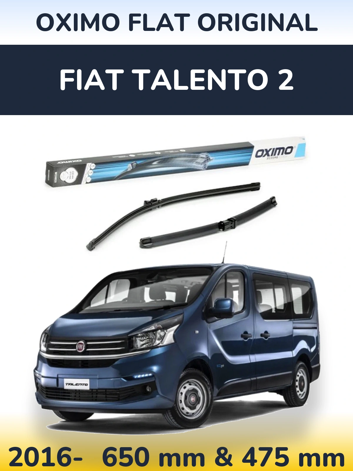 Sada předních stěračů Oximo Flat Original 650 a 475 mm pro Fiat Talento 2 2016-2026