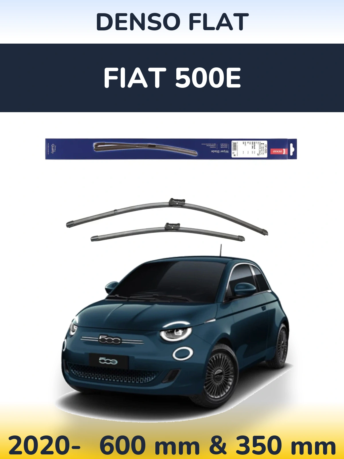 Sada předních stěračů Denso Flat 600 a 350 mm pro Fiat 500e 2020-2026