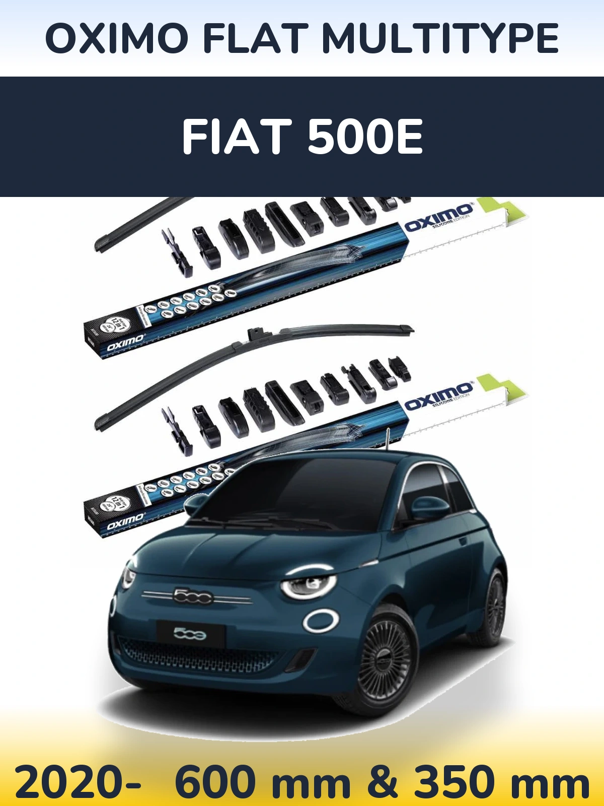 Sada předních stěračů Oximo Flat MultiType 600 a 350 mm pro Fiat 500e 2020-2026