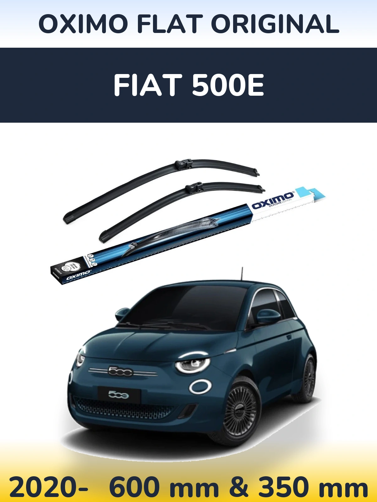 Комплект передніх щіток Oximo Flat Original 600 & 350 мм для Fiat 500e 2020-2026