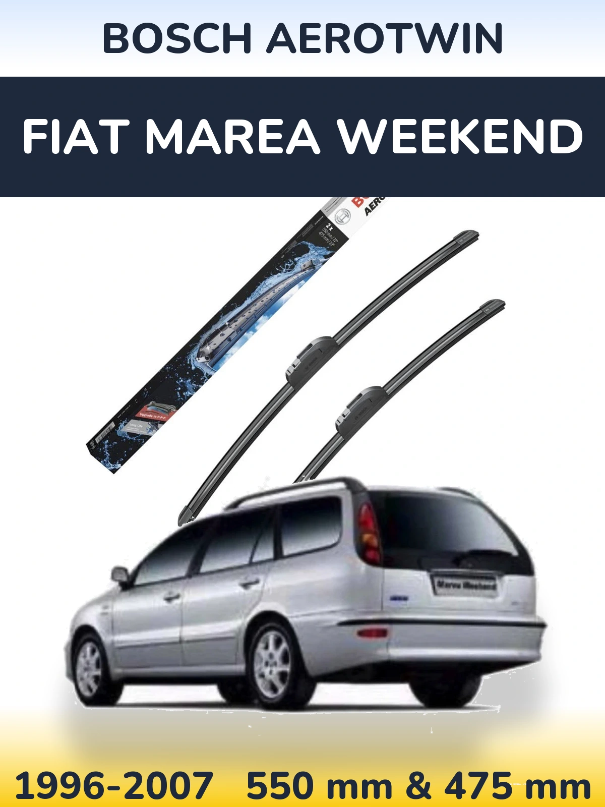 Sada předních stěračů BOSCH AeroTwin 550 a 475 mm pro Fiat Marea Weekend 1996-2007