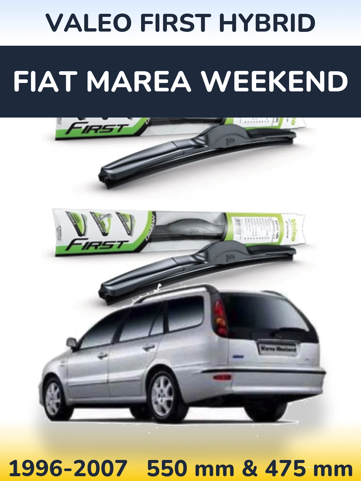 Sada předních stěračů Valeo First Hybrid 550 a 475 mm pro Fiat Marea Weekend 1996-2007