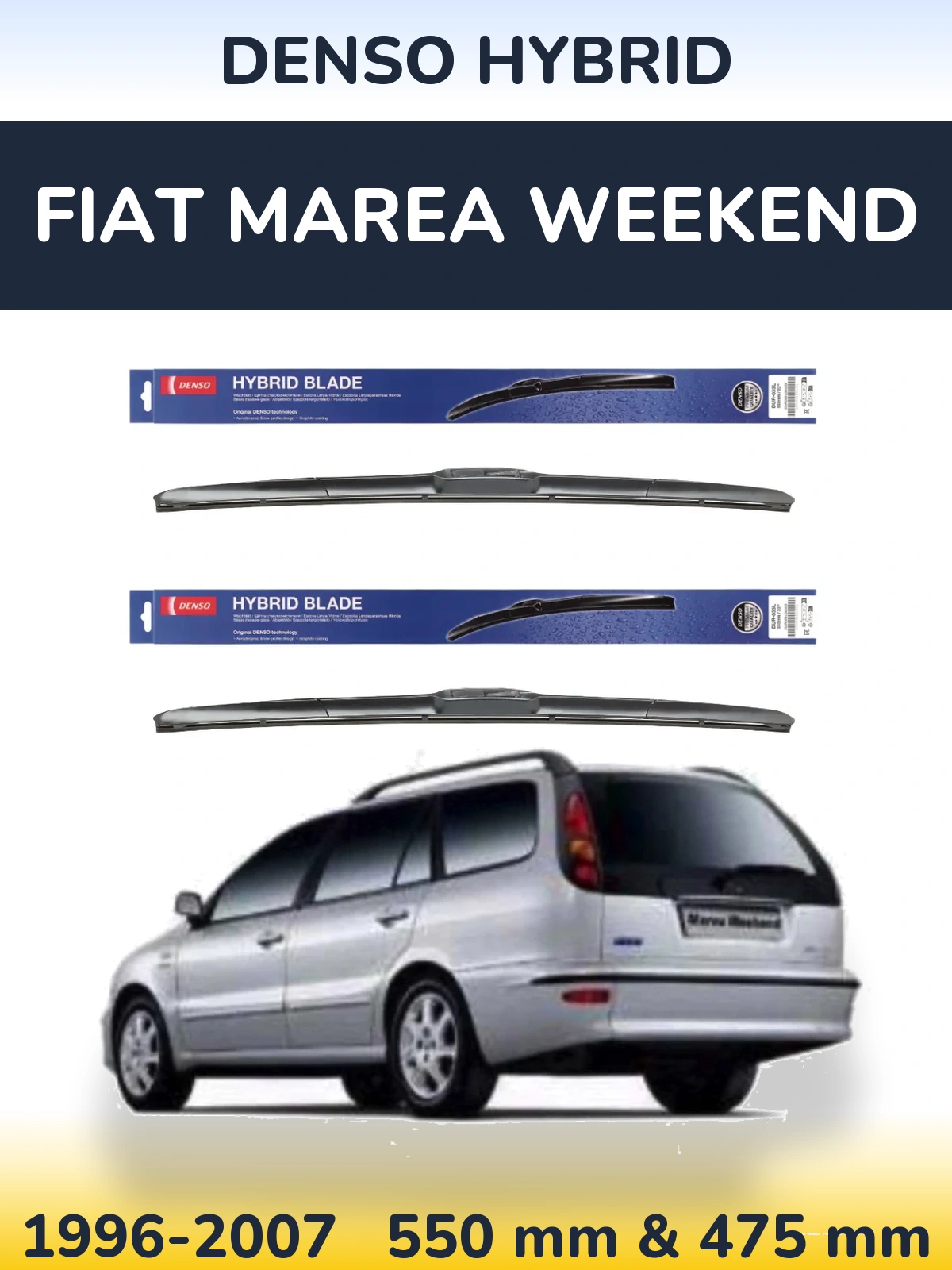 Комплект передніх щіток Denso Hybrid 550 & 475 мм для Fiat Marea Weekend 1996-2007