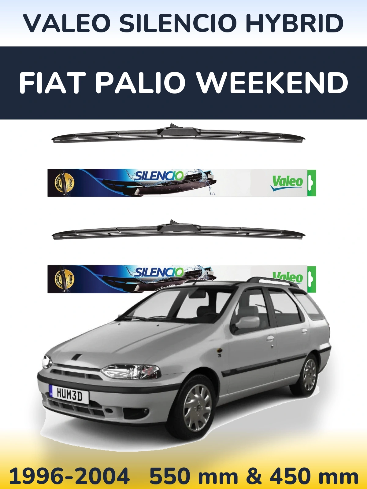 Комплект передніх щіток Valeo Silencio Hybrid 550 & 450 мм для Fiat Palio Weekend 1996-2004