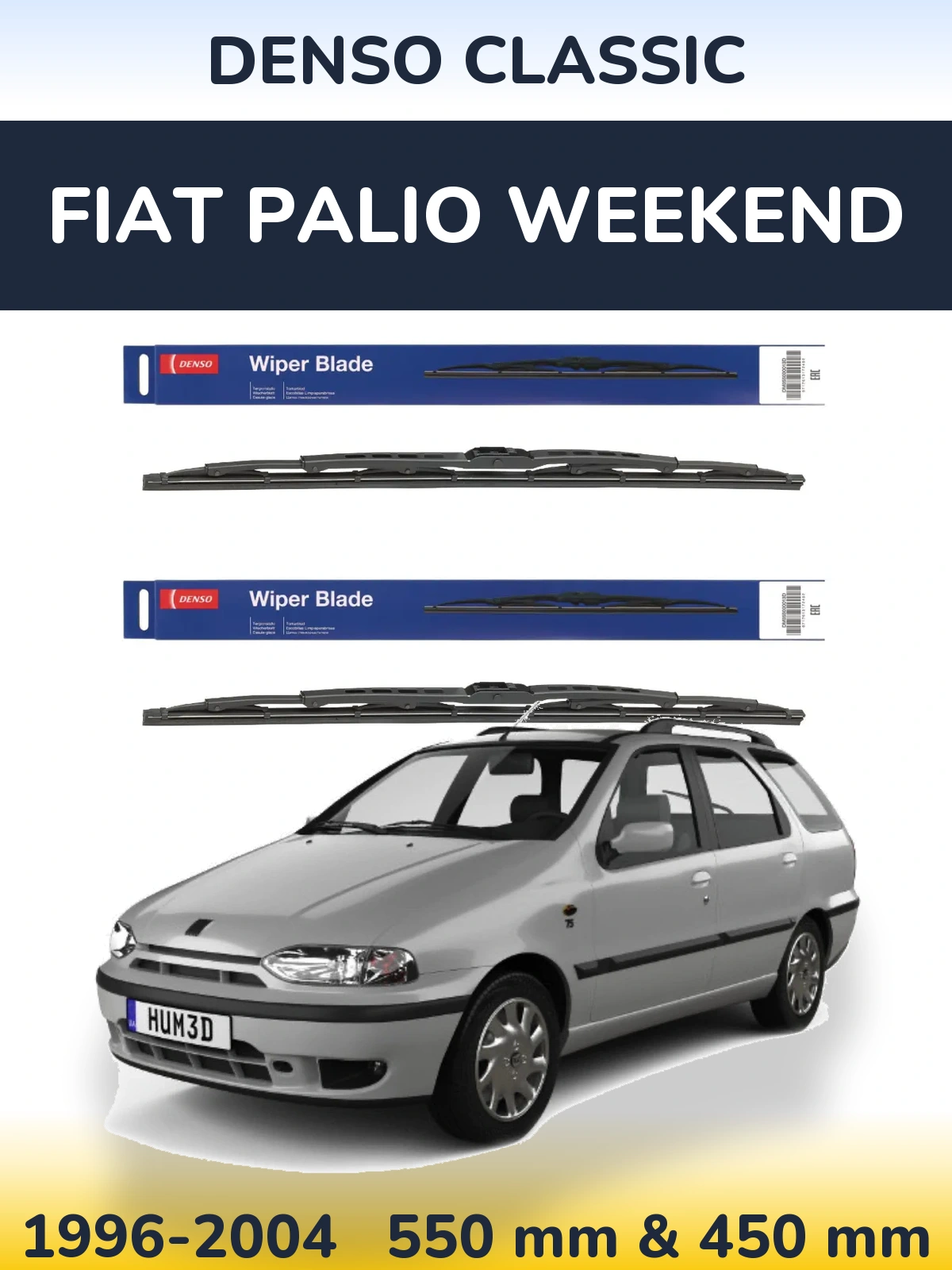 Комплект передніх щіток Denso Classic 550 & 450 мм для Fiat Palio Weekend 1996-2004