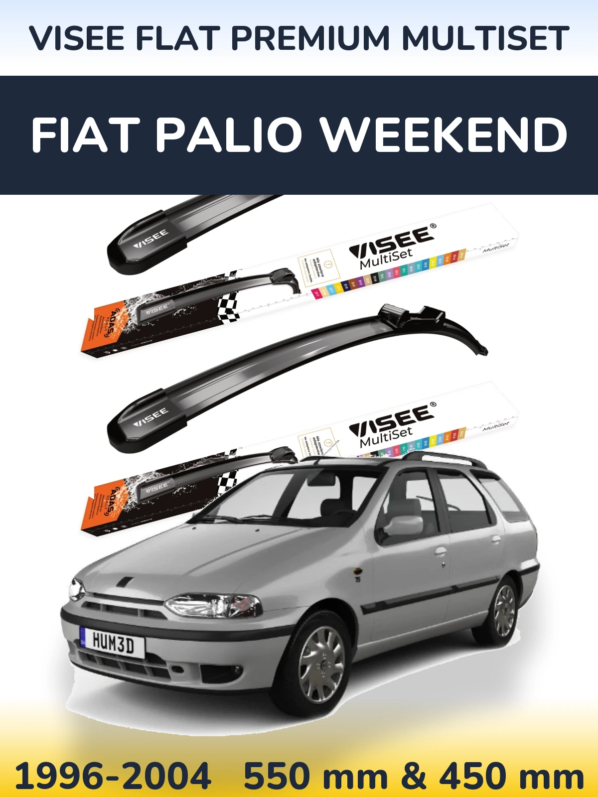Комплект передніх щіток VISEE FLAT PREMIUM MultiSet 550 & 450 мм для Fiat Palio Weekend 1996-2004