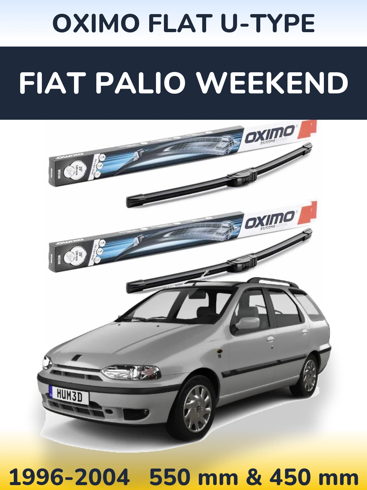 Комплект передніх щіток Oximo Flat U-type 550 & 450 мм для Fiat Palio Weekend 1996-2004