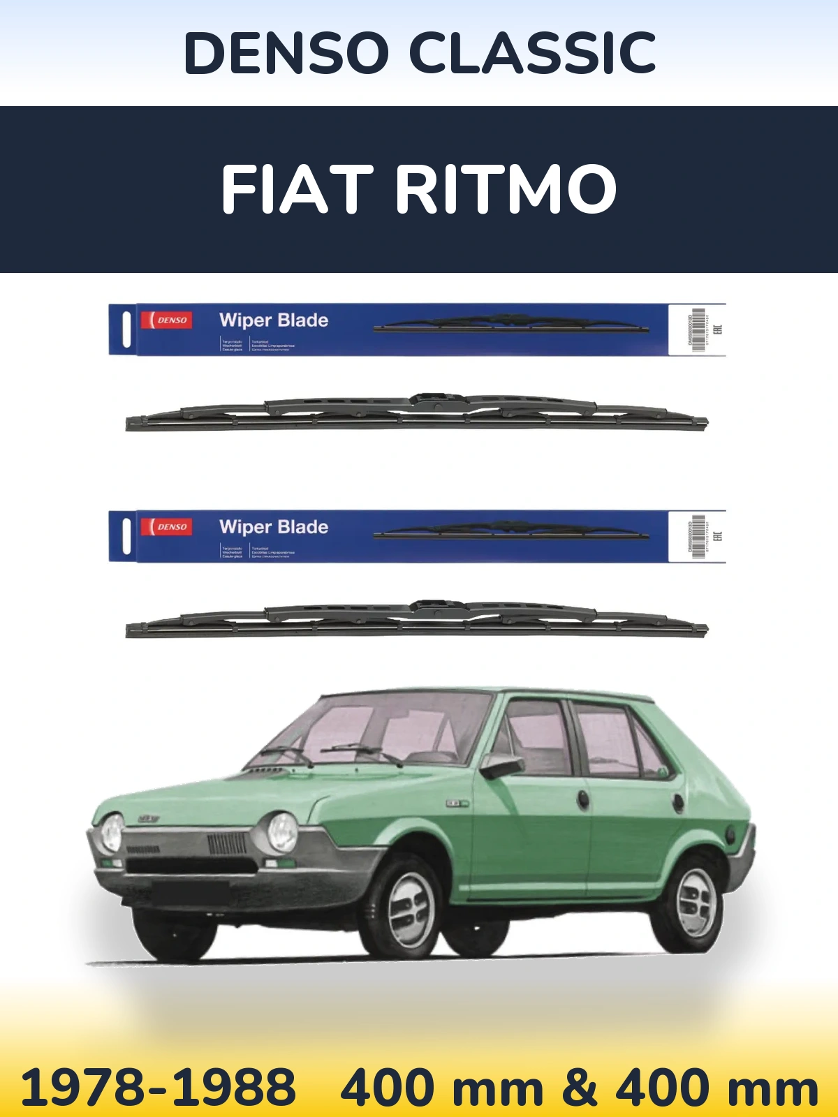 Sada předních stěračů Denso Classic 400 a 400 mm pro Fiat Ritmo 1978-1988