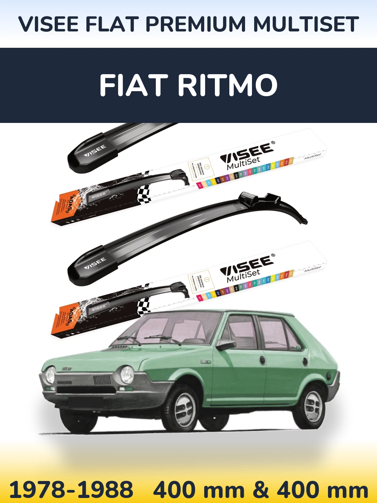 Sada předních stěračů VISEE FLAT PREMIUM MultiSet 400 a 400 mm pro Fiat Ritmo 1978-1988