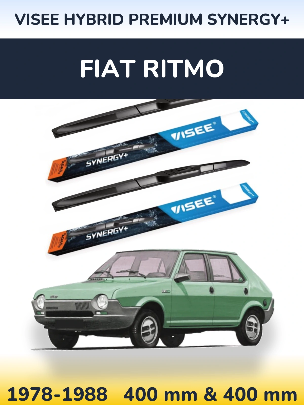 Sada předních stěračů VISEE HYBRID PREMIUM SYNERGY+ 400 a 400 mm pro Fiat Ritmo 1978-1988