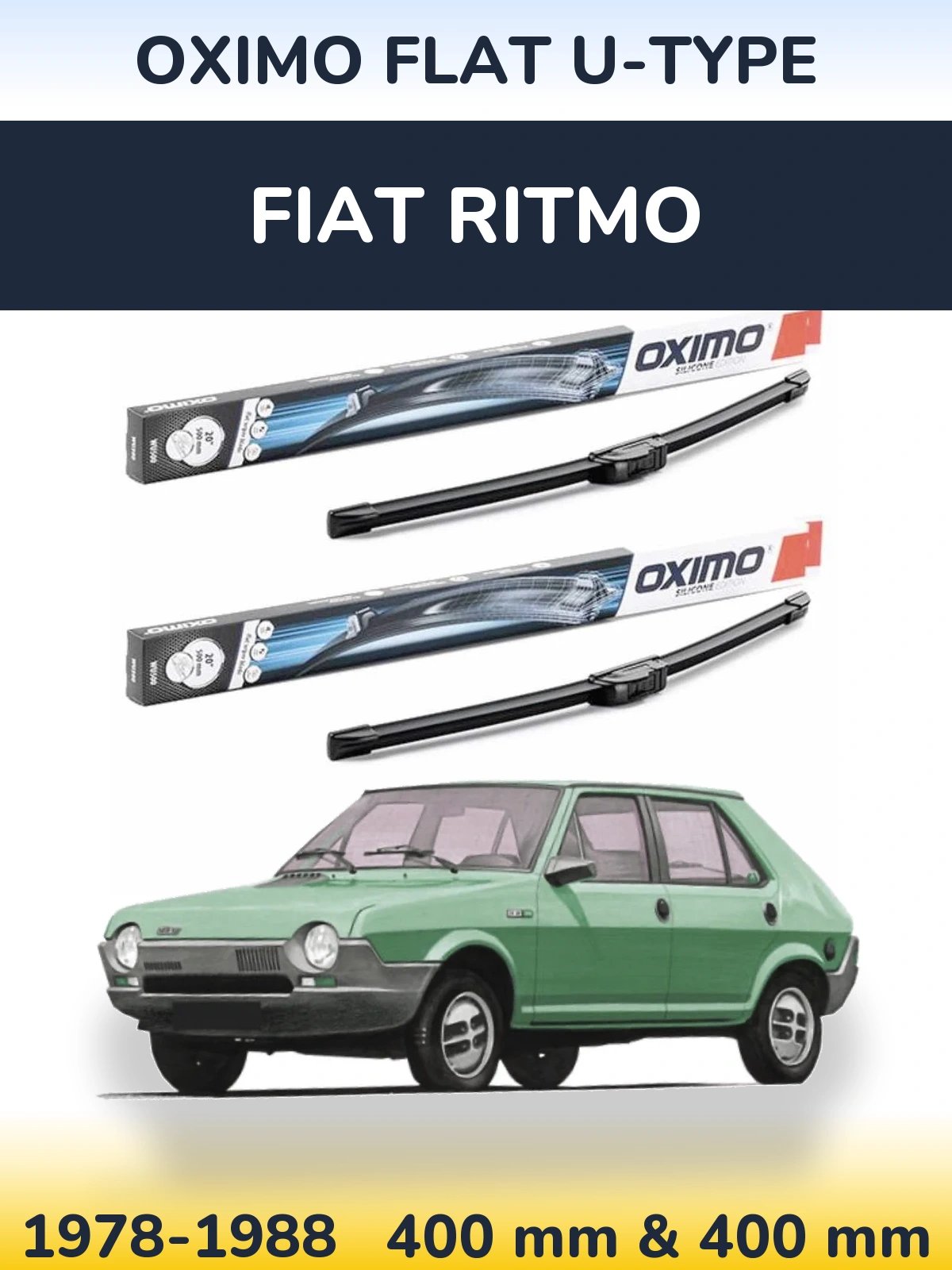 Sada předních stěračů Oximo Flat U-type 400 a 400 mm pro Fiat Ritmo 1978-1988