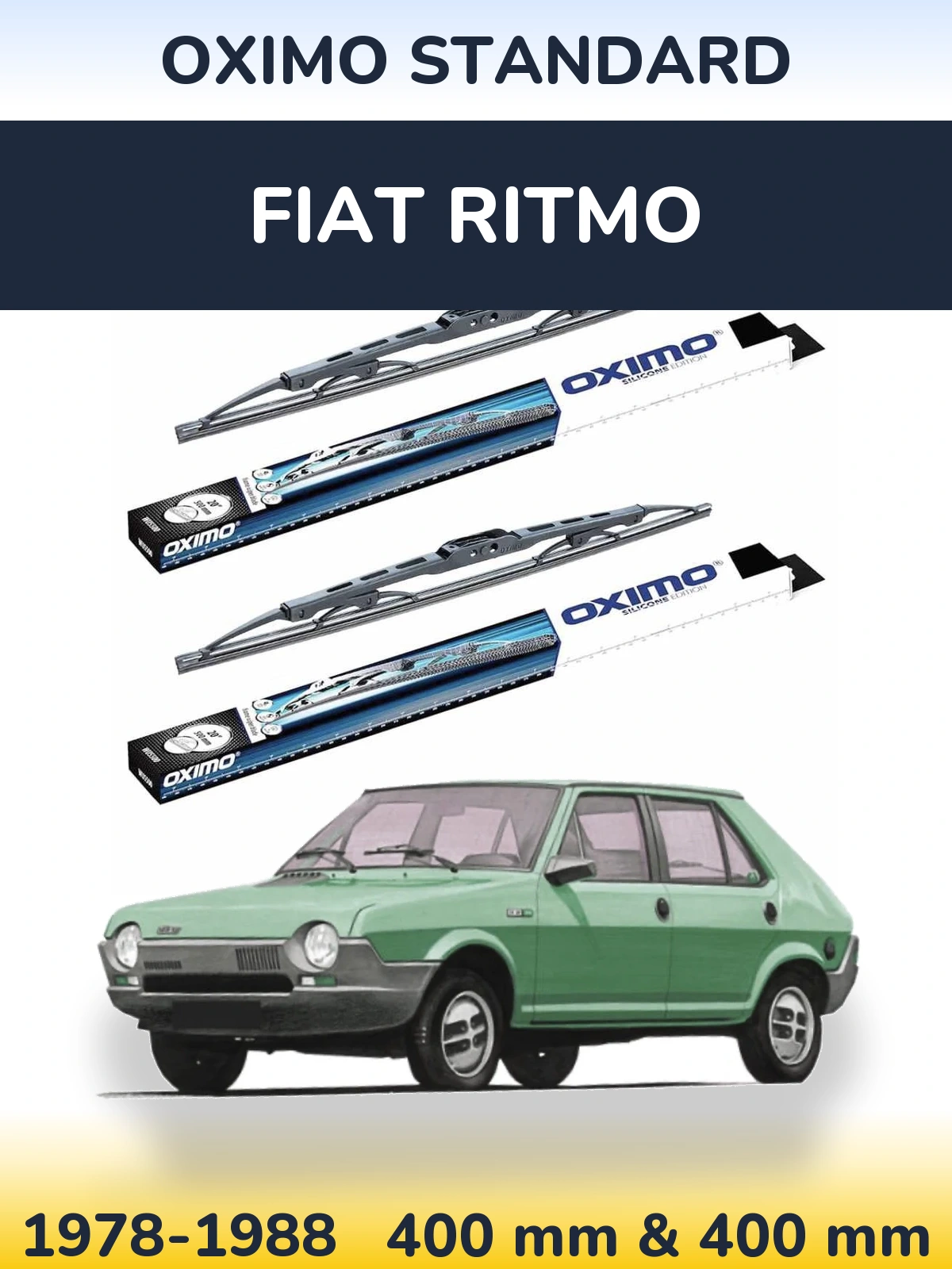 Sada předních stěračů Oximo Standard 400 a 400 mm pro Fiat Ritmo 1978-1988