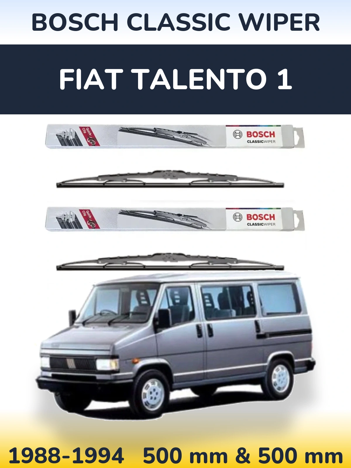 Sada předních stěračů BOSCH Classic Wiper 500 a 500 mm pro Fiat Talento 1 1988-1994