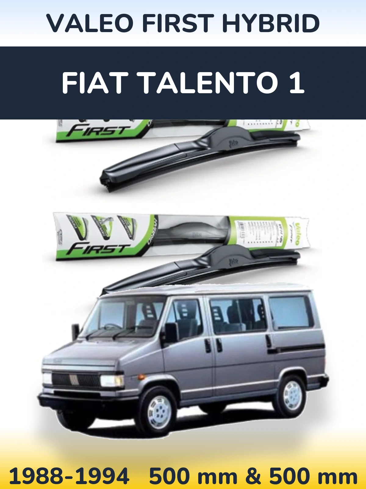 Sada předních stěračů Valeo First Hybrid 500 a 500 mm pro Fiat Talento 1 1988-1994