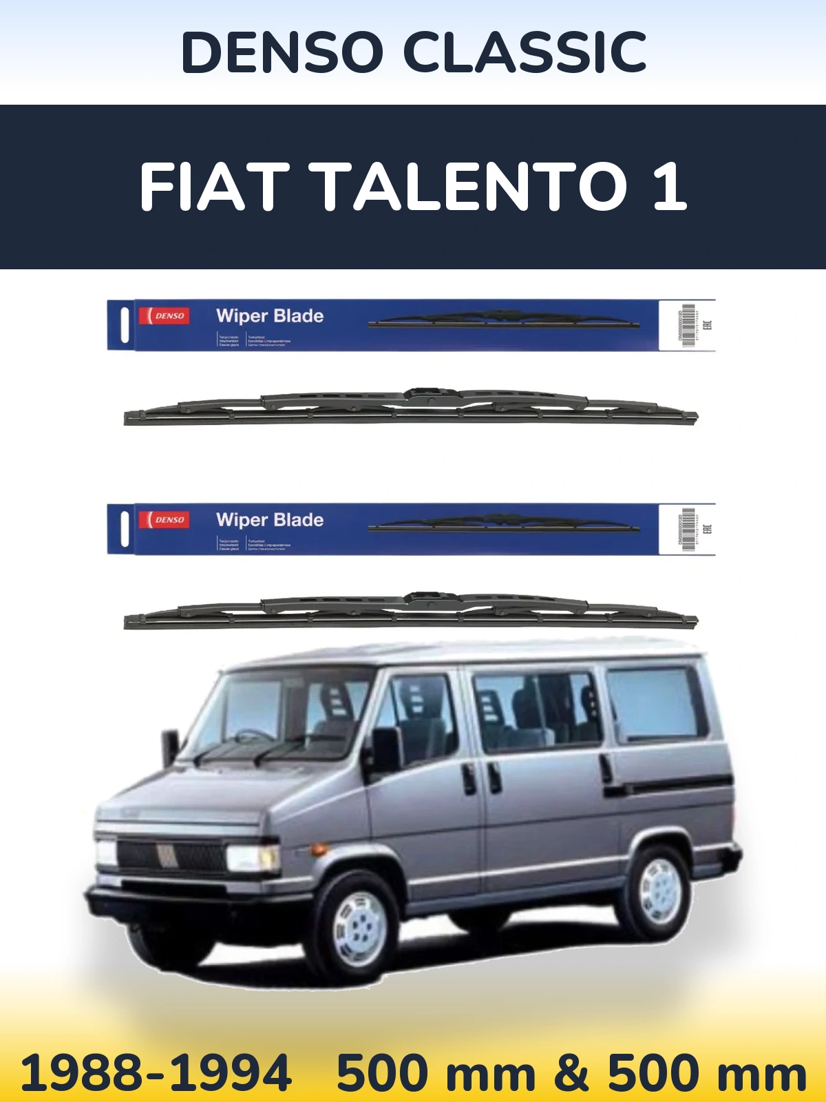 Sada předních stěračů Denso Classic 500 a 500 mm pro Fiat Talento 1 1988-1994