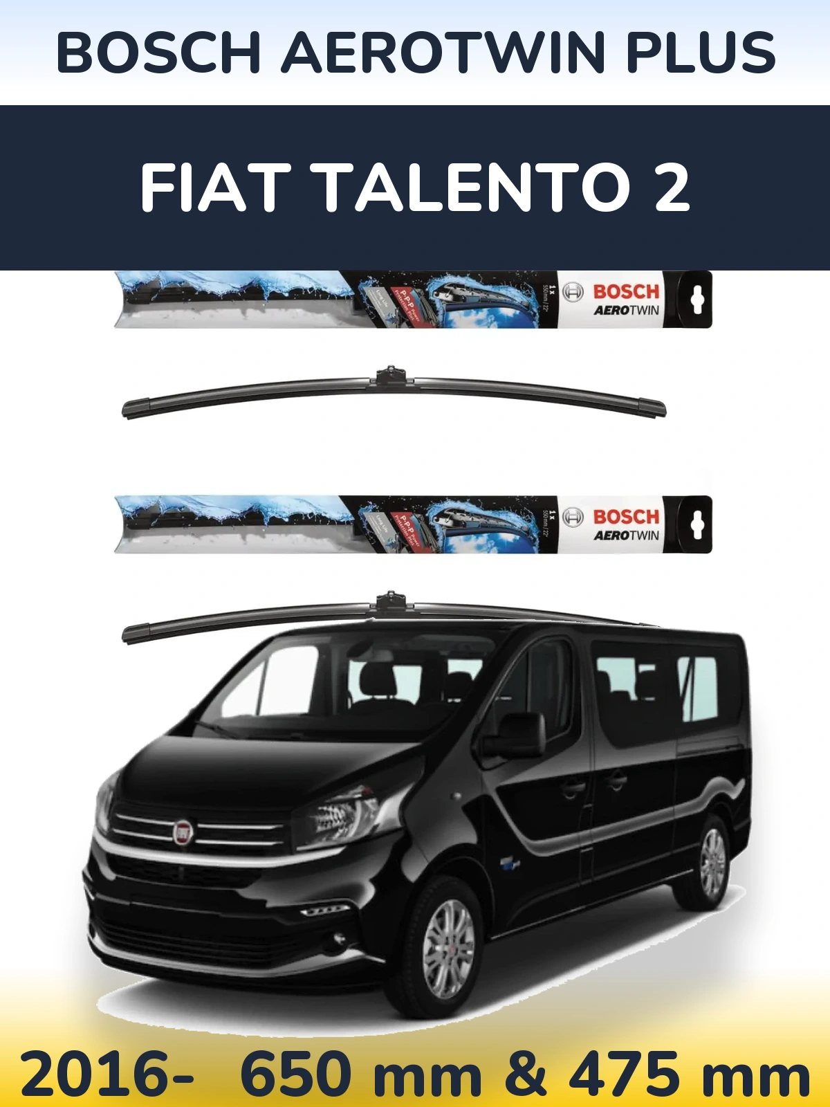 Sada předních stěračů BOSCH AeroTwin Plus 650 a 475 mm pro Fiat Talento 2 2016-2026