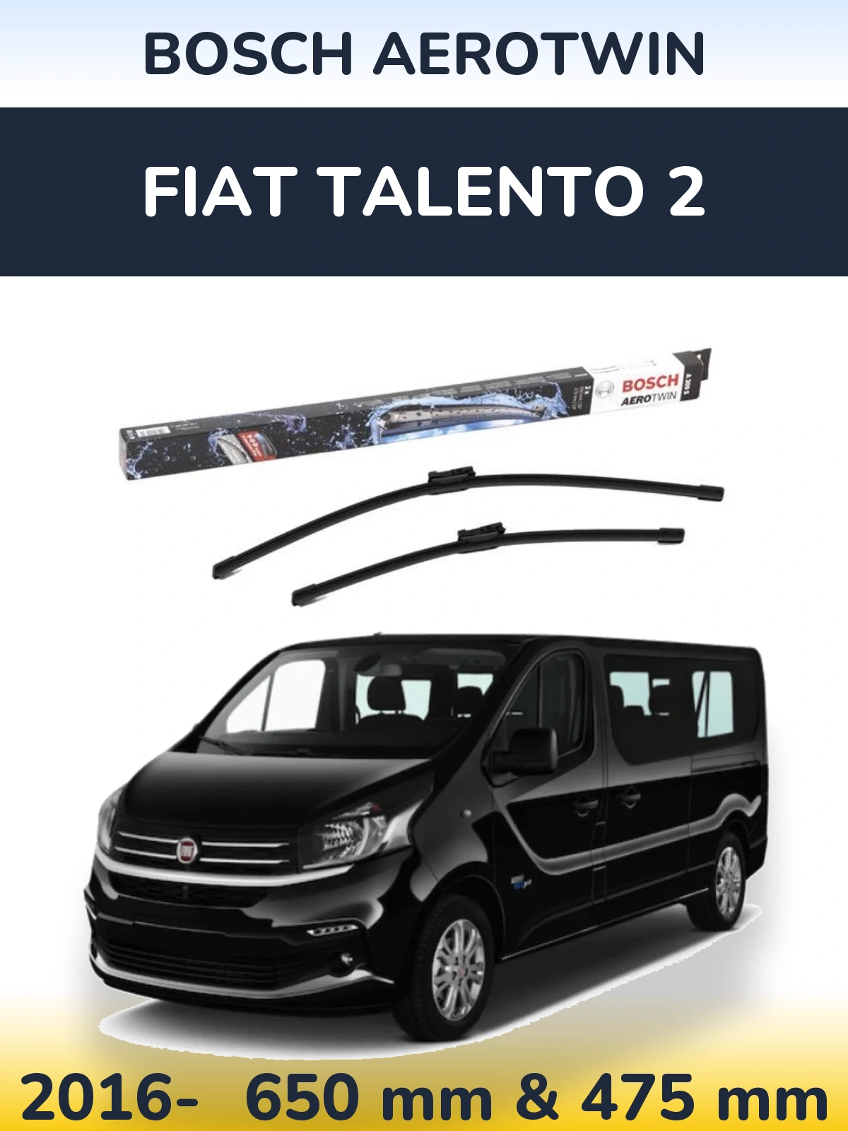 Sada předních stěračů BOSCH AeroTwin 650 a 475 mm pro Fiat Talento 2 2016-2026