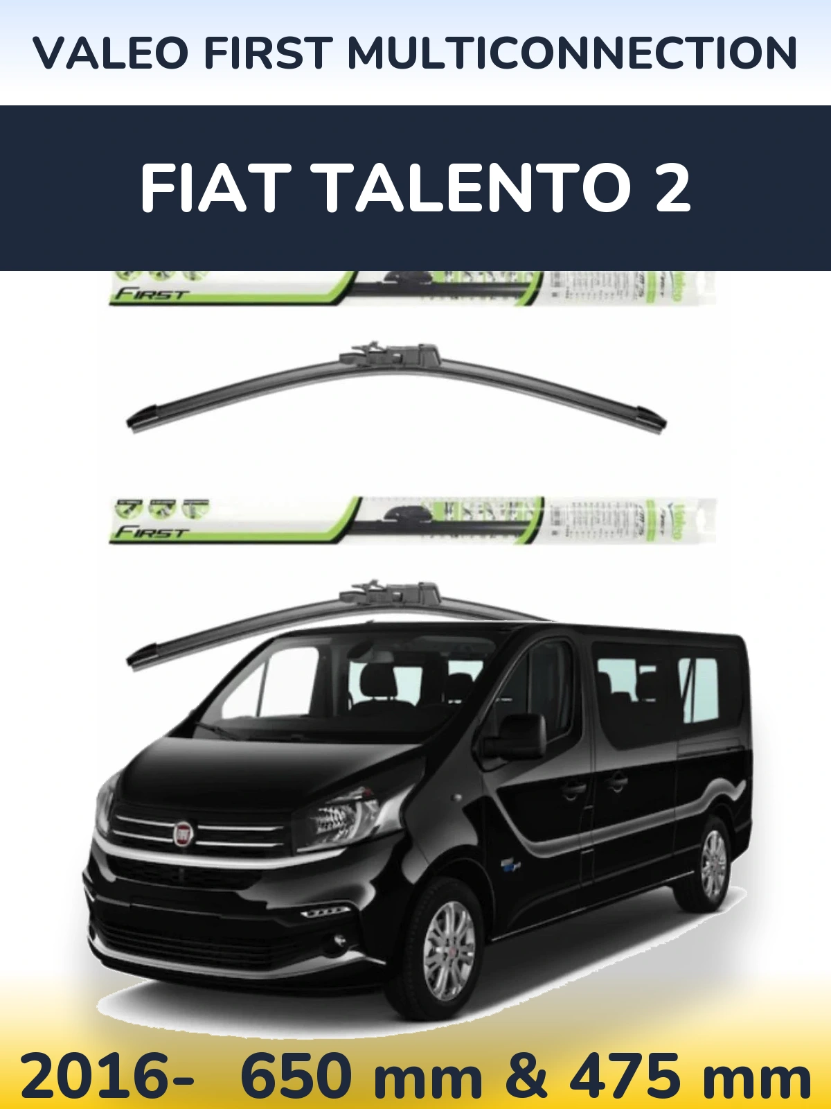 Sada předních stěračů Valeo First MultiConnection 650 a 475 mm pro Fiat Talento 2 2016-2026
