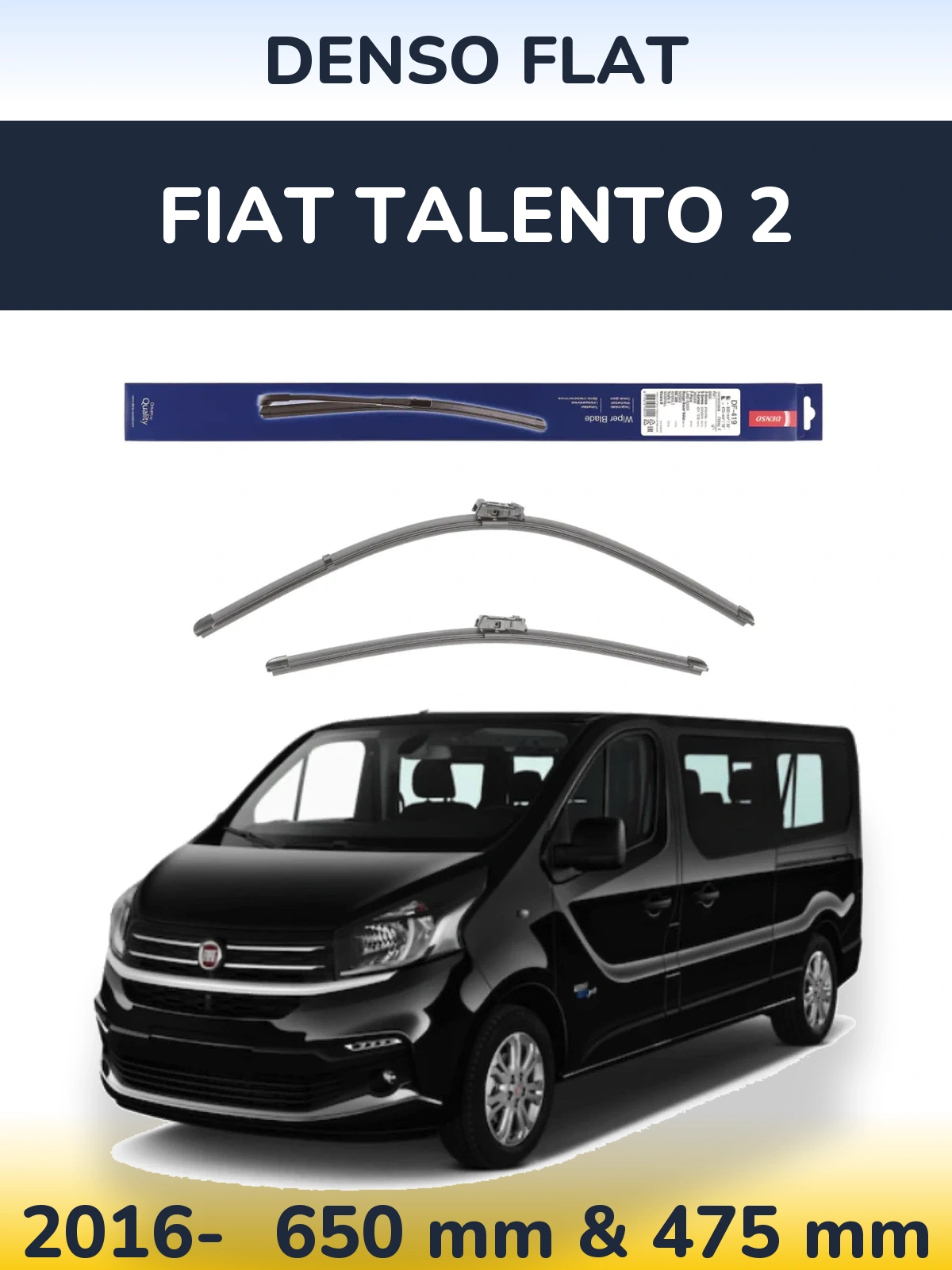 Sada předních stěračů Denso Flat 650 a 475 mm pro Fiat Talento 2 2016-2026