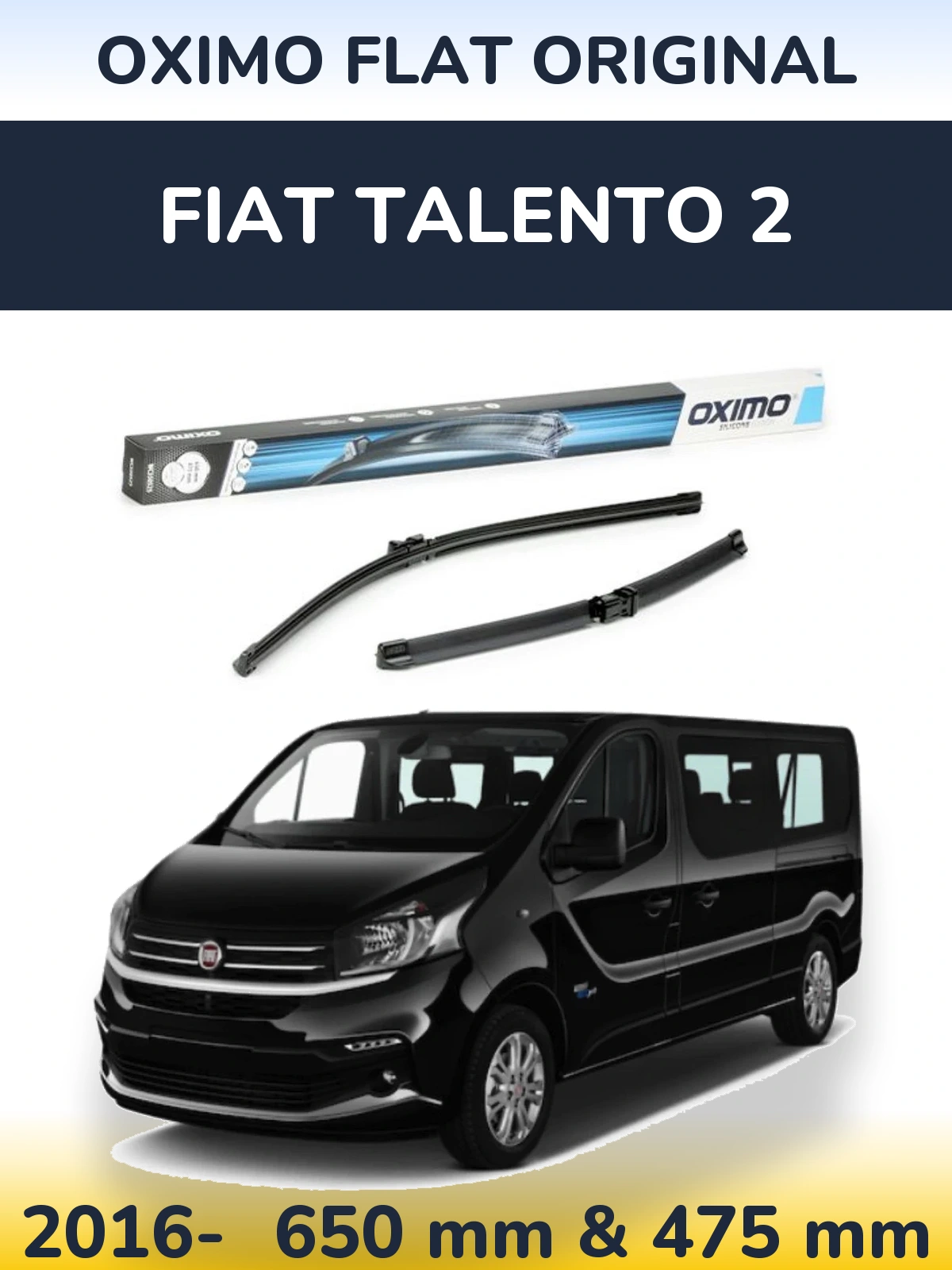 Sada předních stěračů Oximo Flat Original 650 a 475 mm pro Fiat Talento 2 2016-2026