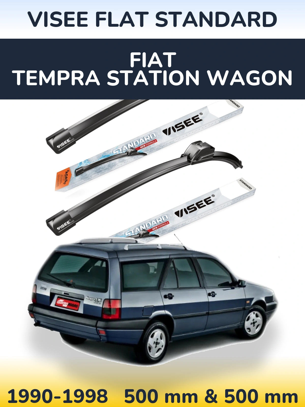 Комплект передніх щіток VISEE FLAT STANDARD 500 & 500 мм для Fiat Tempra Station Wagon 1990-1998