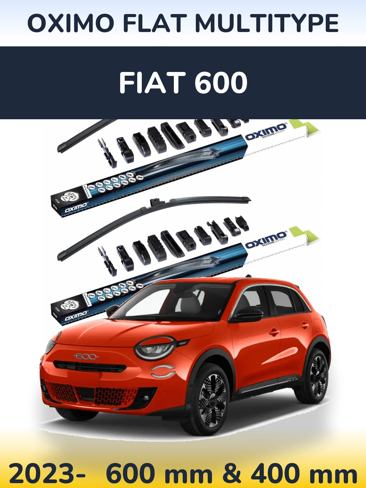 Sada předních stěračů Oximo Flat MultiType 600 a 400 mm pro Fiat 600 2023-2026