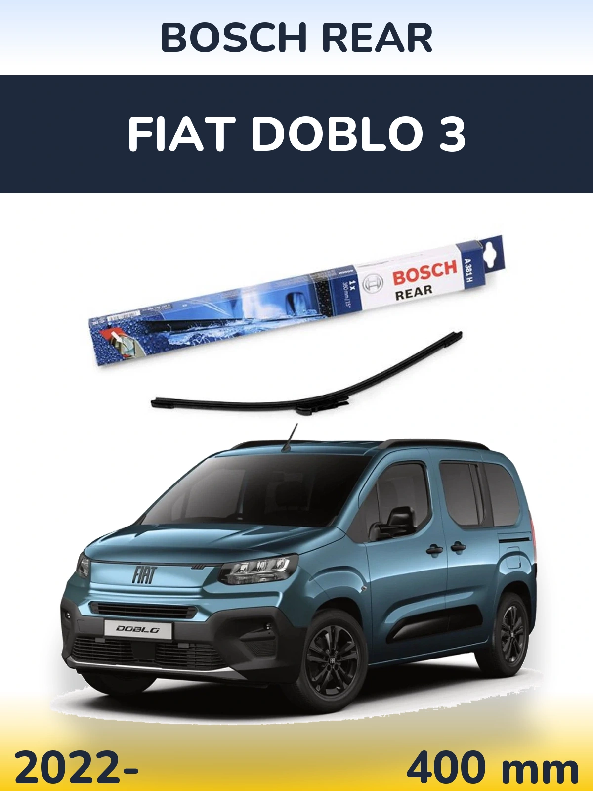 Zadní stěrač BOSCH Rear 380 mm pro Fiat Doblo 3 2022-2026